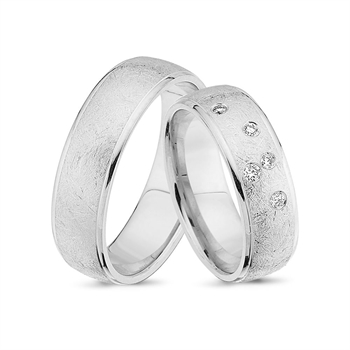 NURAN - Vielsesringe i 14kt. hvidguld m. 0,10ct. brillanter i drys